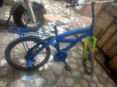 custom paint sporty bicycle  blue and green
