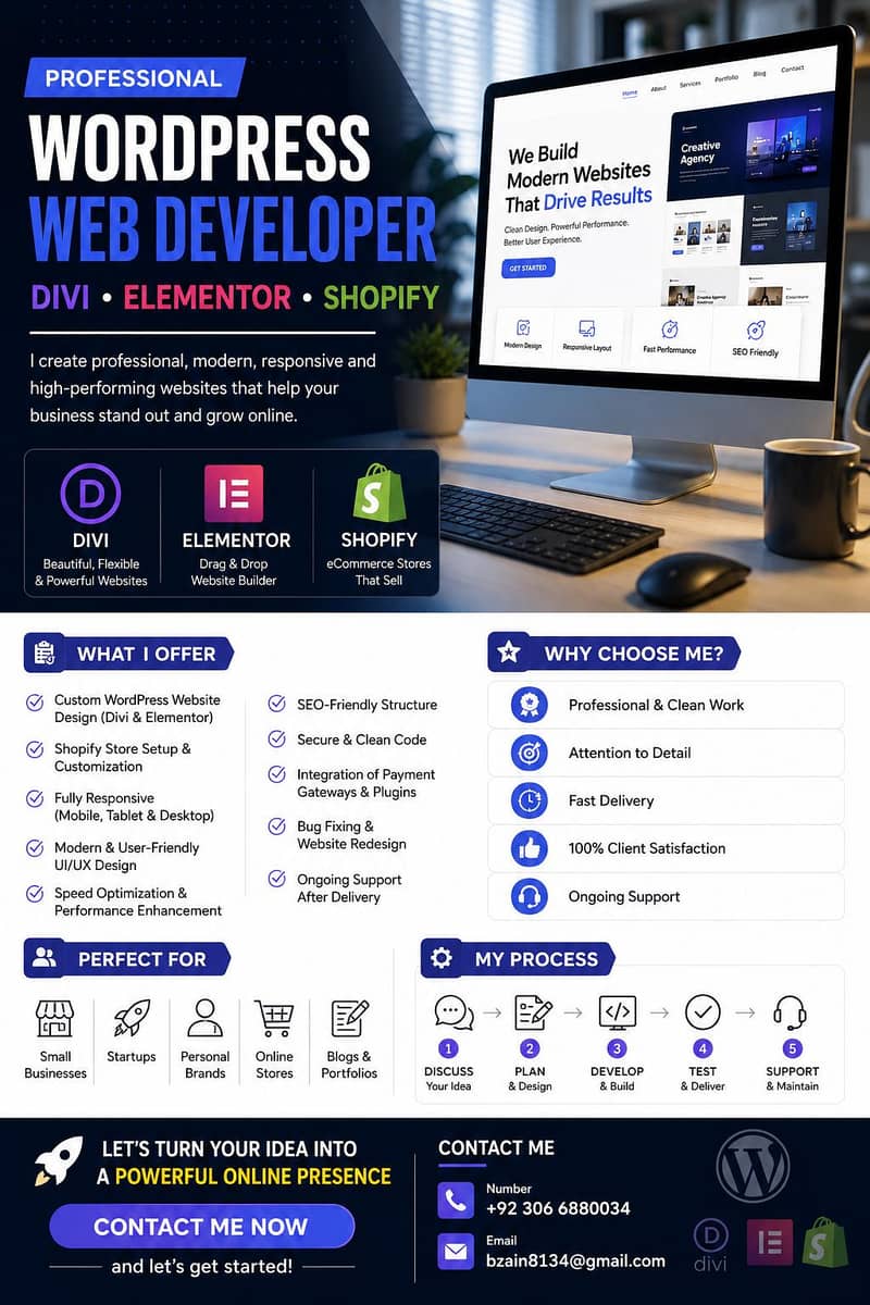 WordPress Website Developer Elementor Divi Shopify Expert 0