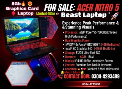 Gaming & Work Beast: Acer Nitro 5 (GTX 1050 Ti 4GB + 4GB Intel HD)
