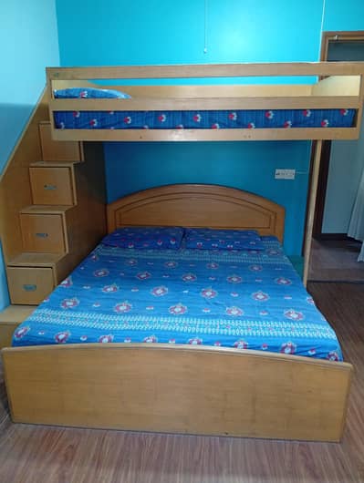 double bed with bunk bed