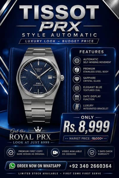 Tissot PRX Style Semi-Automatic – Premium Royal Blue Edition