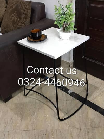 Industrial Sofa Side Table with Solid Top
