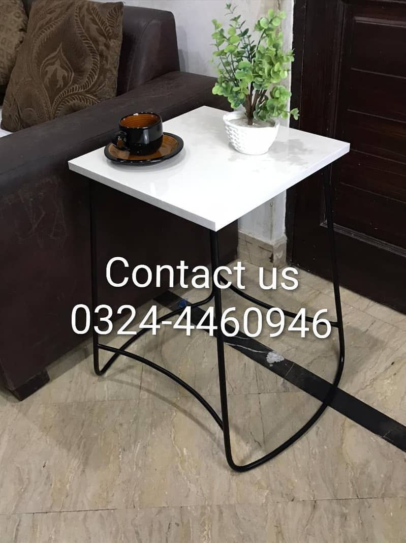 Industrial Sofa Side Table with Solid Top 0