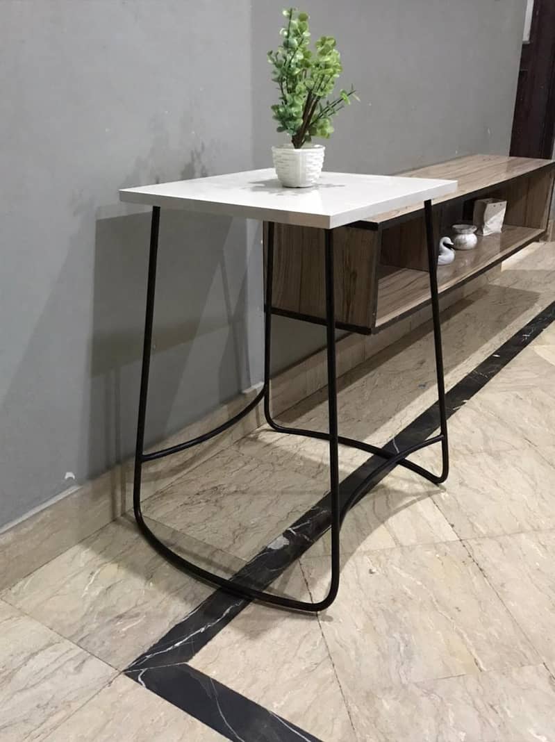 Industrial Sofa Side Table with Solid Top 1