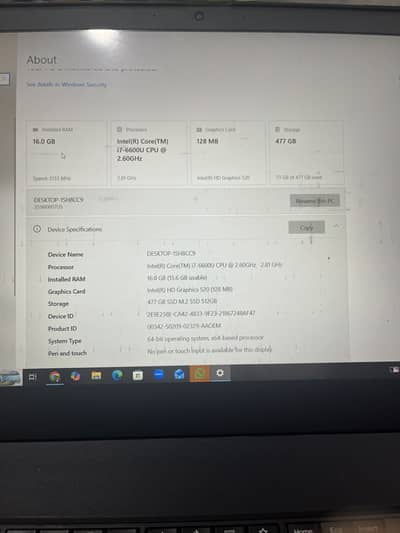 Laptop Lenovo thinkpad t570 core I 7 6 th generation