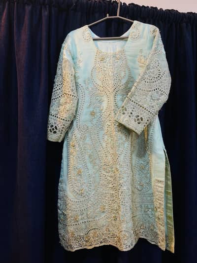 Adan Libas Luxury Sea Green Embroidered Dress 03267874635