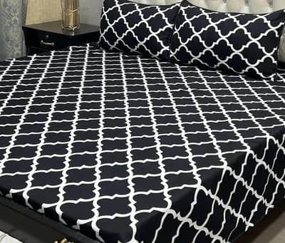 black printed crystal cotton double bedsheet
