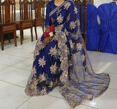 royal blue saree