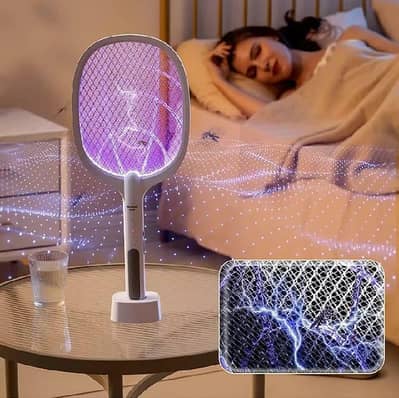 Electric Mosquito Swatter white ABS Silent Night Protetion