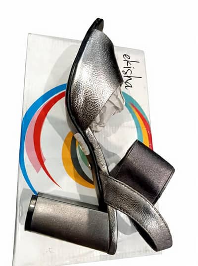 Ekisha Silver Block Heels Size 39 - Minor Defect on Toe | Rs. 2500