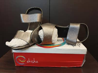 Ekisha Silver Block Heels Size 39 - Minor Defect on Toe | Rs. 2500