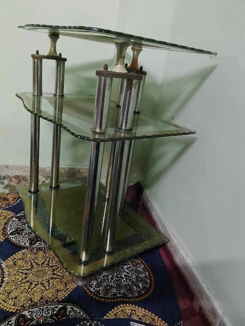 3 layer Glass Corner table 0