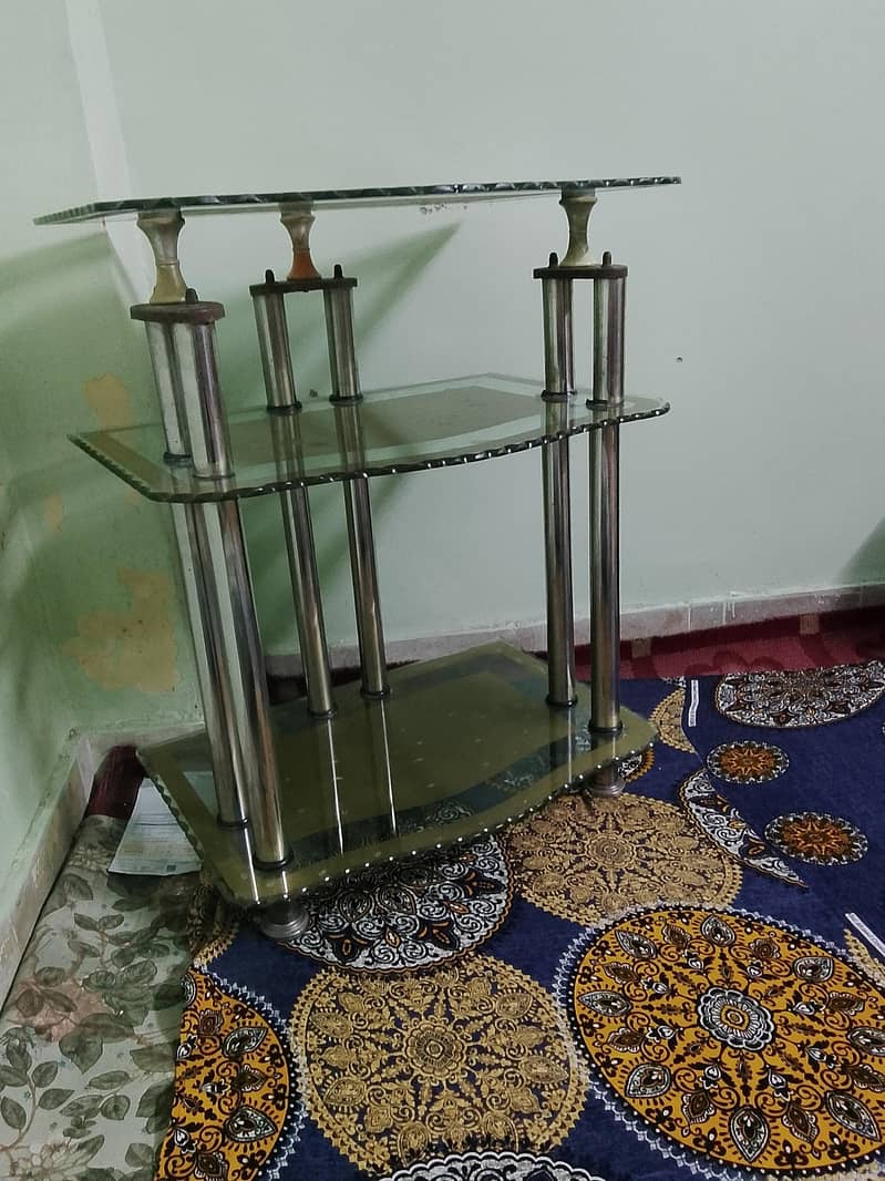 3 layer Glass Corner table 1
