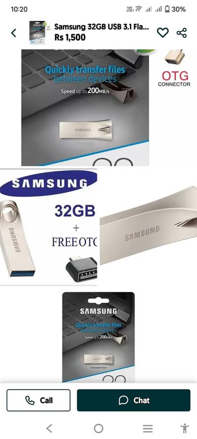 Samsung USB 32GB  3.1 Flesh drive + Free  OTG