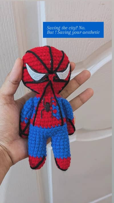 really cute n aesthetic spiderman crochet keychain/ decorative