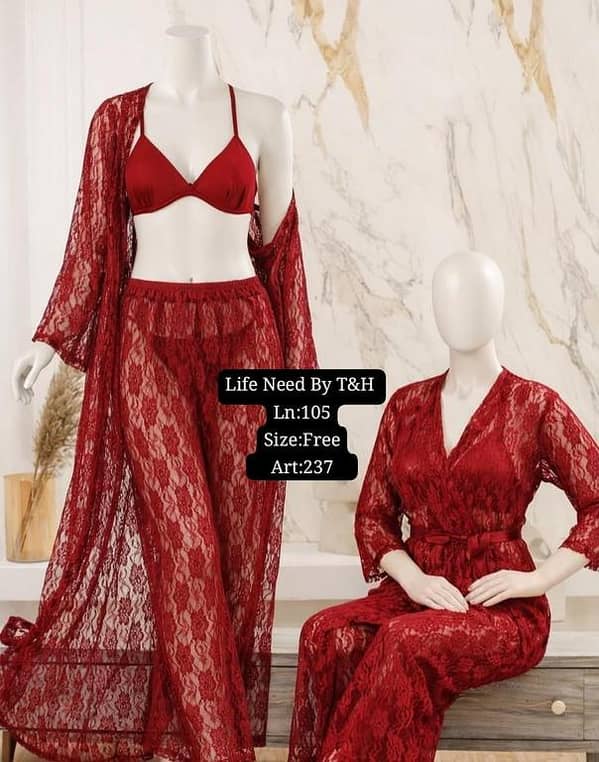 4 Piece BIRDAL NIGHT SUIT STUFF NET + SILK