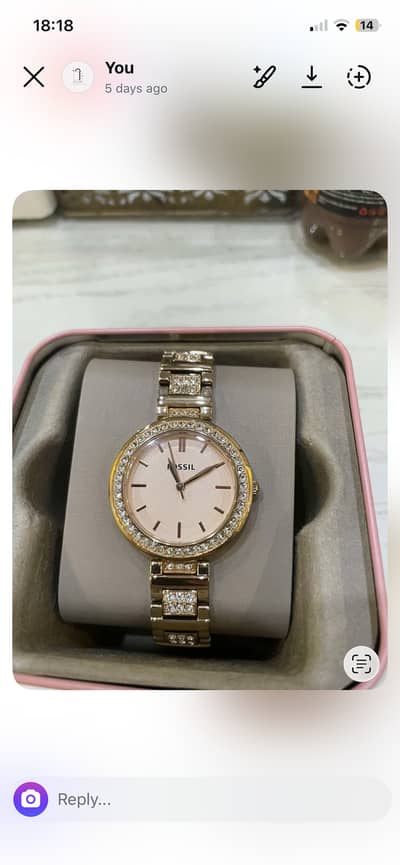 fossil rose gold women watch