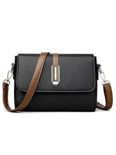 BLACK PU LEATHER CROSSBODY BAG