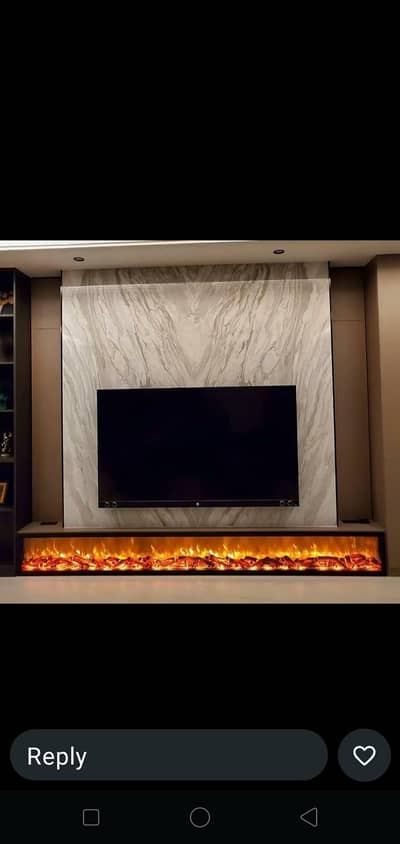Flaming fireplace the name of quality.