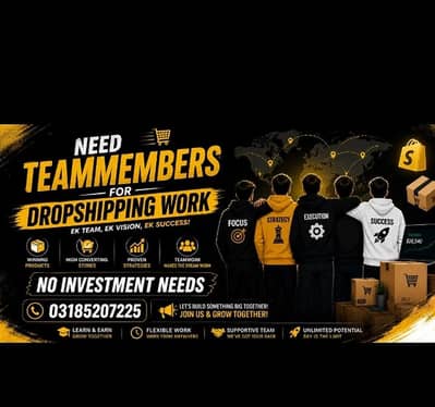 Need team for dropshiping work. zero investment