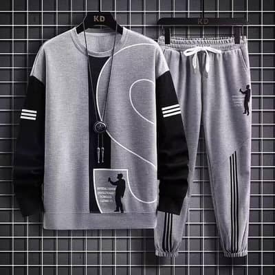 Men Waffle long sleeve track suit white plus size Autumn