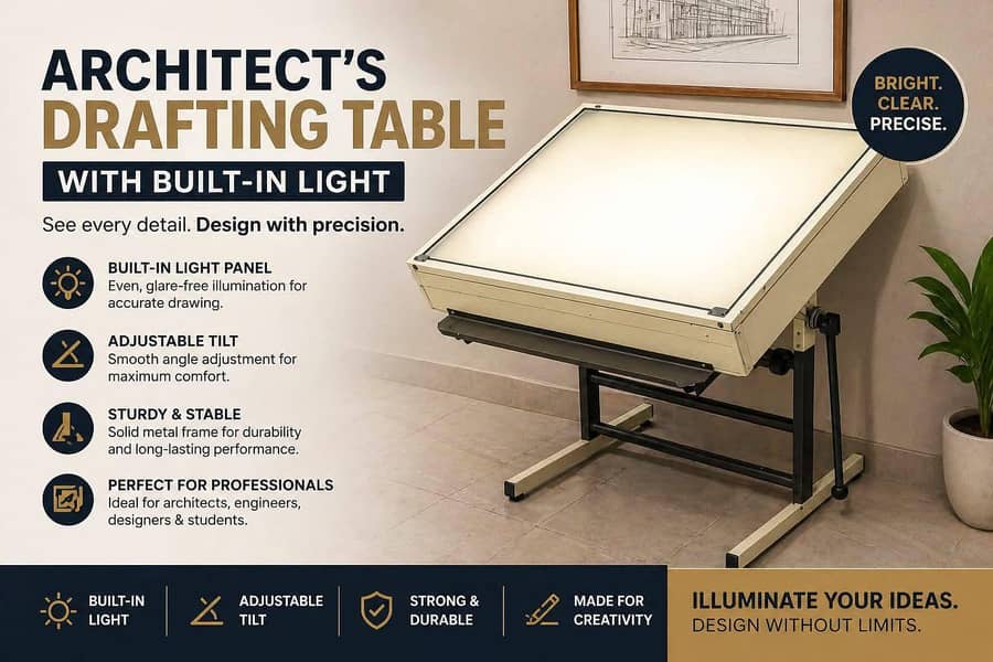 Professional Architect Drafting Table with Light 0