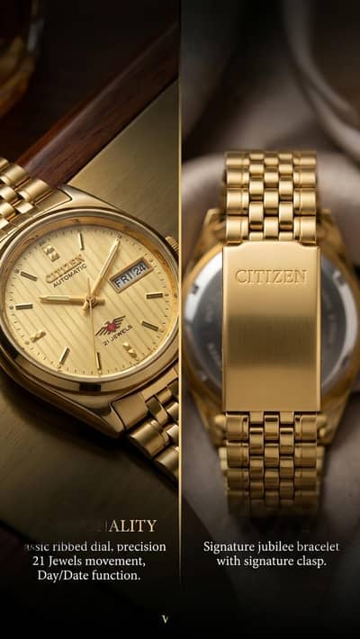 Citizen original Automatic gold watch with date mentioned 