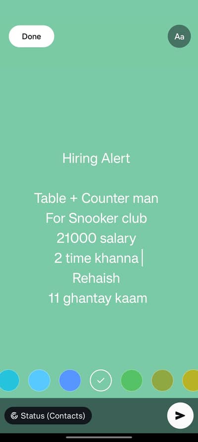 Table man ki job available ha