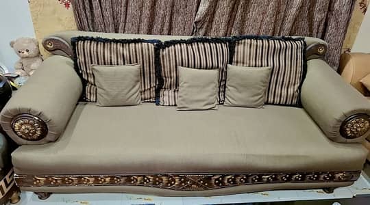 5 Seater Foam Sofa Set with cushions and fresh jute poshish.