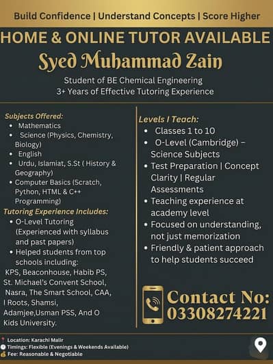 Expert Home and Online Tutor