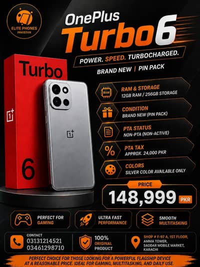 OnePlus Turbo 6 12GB 256GB brand new | non PTA | low tax