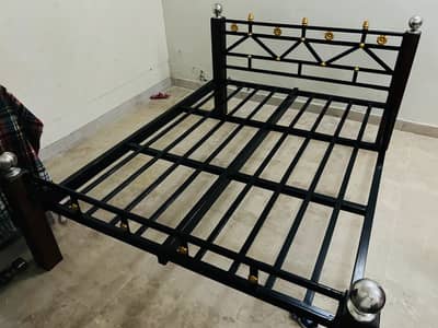 Steel Bed with Wooden Legs