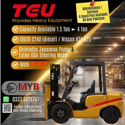 TEU Forklift for Sale in Pakistan | Isuzu Engine | 1.5 - 4 Ton Capaci