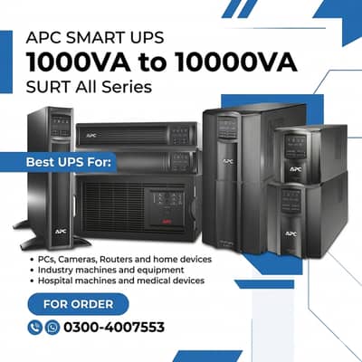 APC UPS 650VA, 750VA,1000VA,1500VA,2000VA,2.2KVA,3KVA,5KVA,6KVA,10KVA