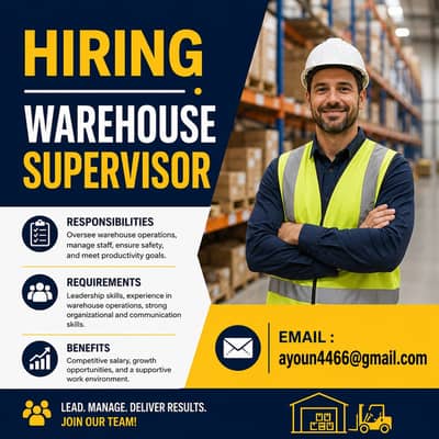 Warehouse Supervisor Require in Lahore