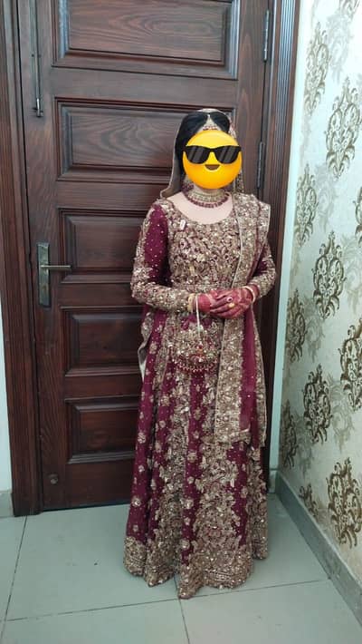 Luxury Maroon Bridal Lehnga with heavy hand embroidery - Wedding Wear