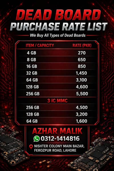 Dead Mobile Motherboard Purchasing – All Brands