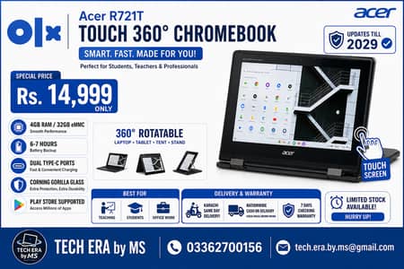 Acer R721T Touch Chromebook 360° Play Store 4GB 32GB Brand New COD-YES