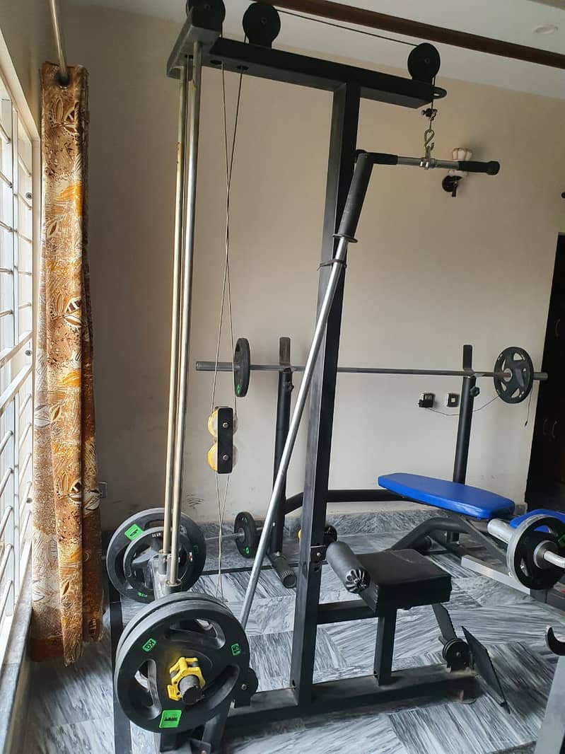Dumbbells / Weight plates / Rowing/Pulling machine / Bench / Bars 2