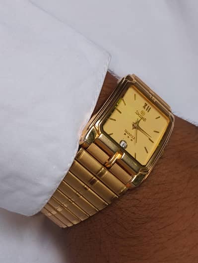 swistar quartz original 22k gold electroplated swiss watch