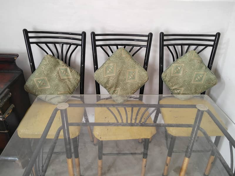 1table 4 chairs metal 1