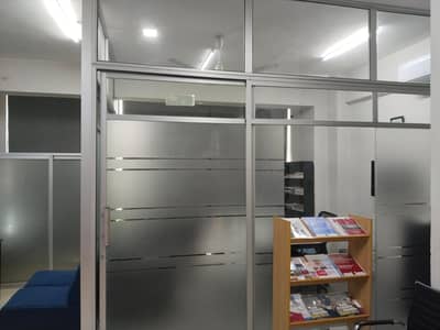 Aluminium Office Partition with Frosted Glass – Complete Cabin Setup