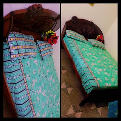 Double Bed Wooden with Diomond Mattress