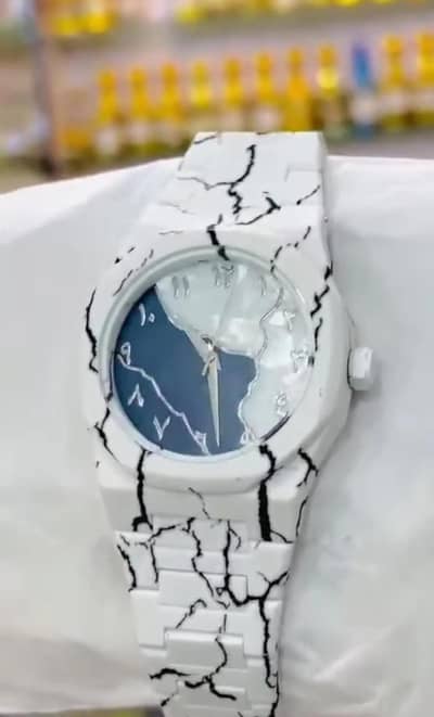unisex marble Arabic numeral quartz watch