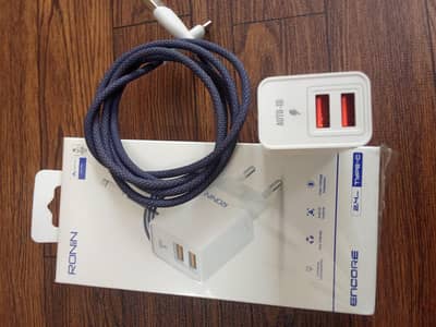 RONIN Fast Charger 2.4A Type-C Cable Charger – Dual USB Port