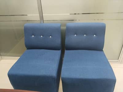 2 Modern Blue Office Lounge Chairs / Waiting Chairs