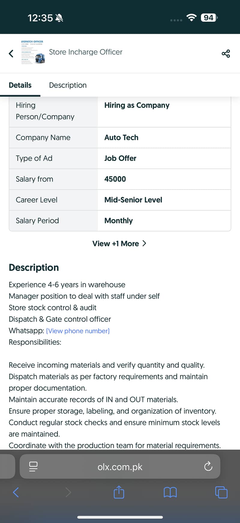 Store Dispatch Officer 1