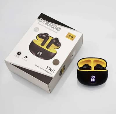 Premium Wireless Earbuds Black Yellow Bluetooth 5.3