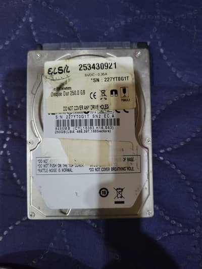 Toshiba 250GB hard disk Laptop