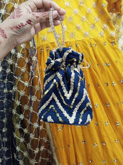Beautiful Mustard Yellow Fancy Maxi with Embroidered Dupatta & Pouch